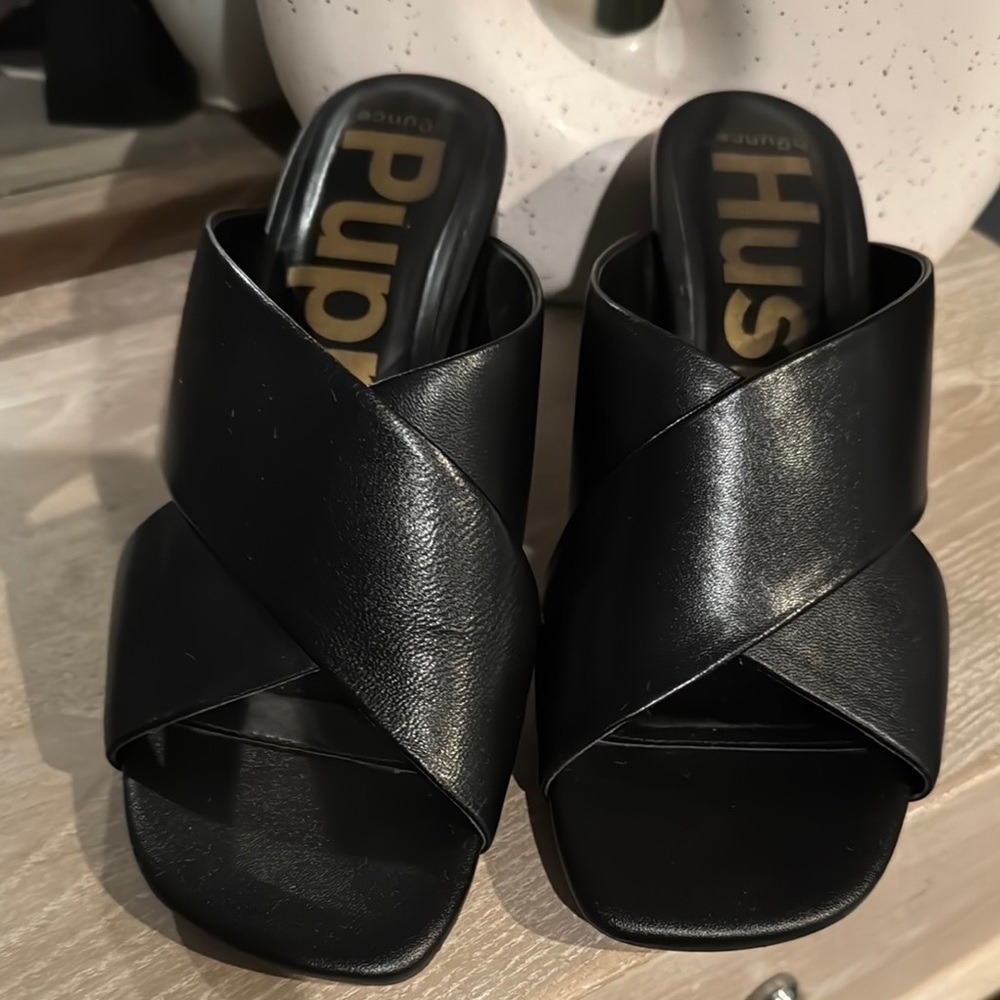 Hush Puppies Black Mules Sleek Slip-On Design